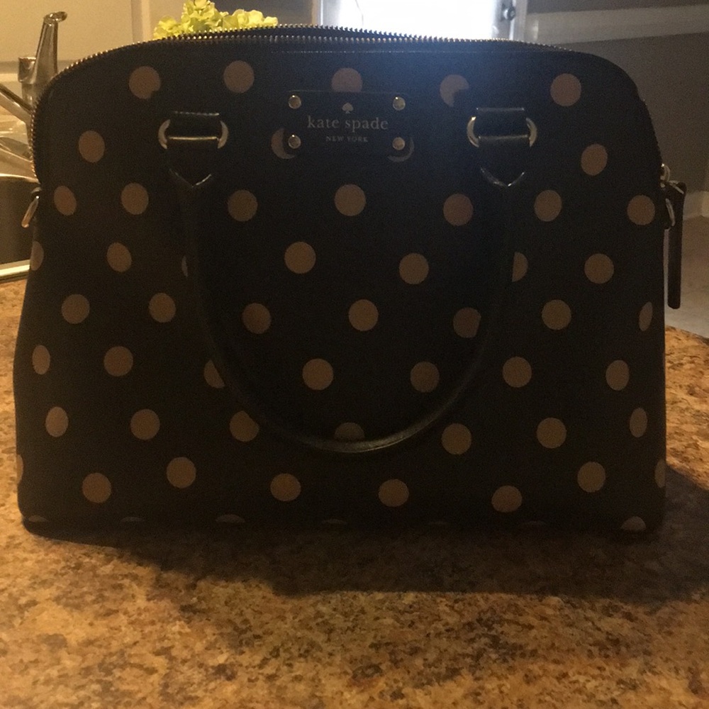 kate spade black and cream polka dot handbag